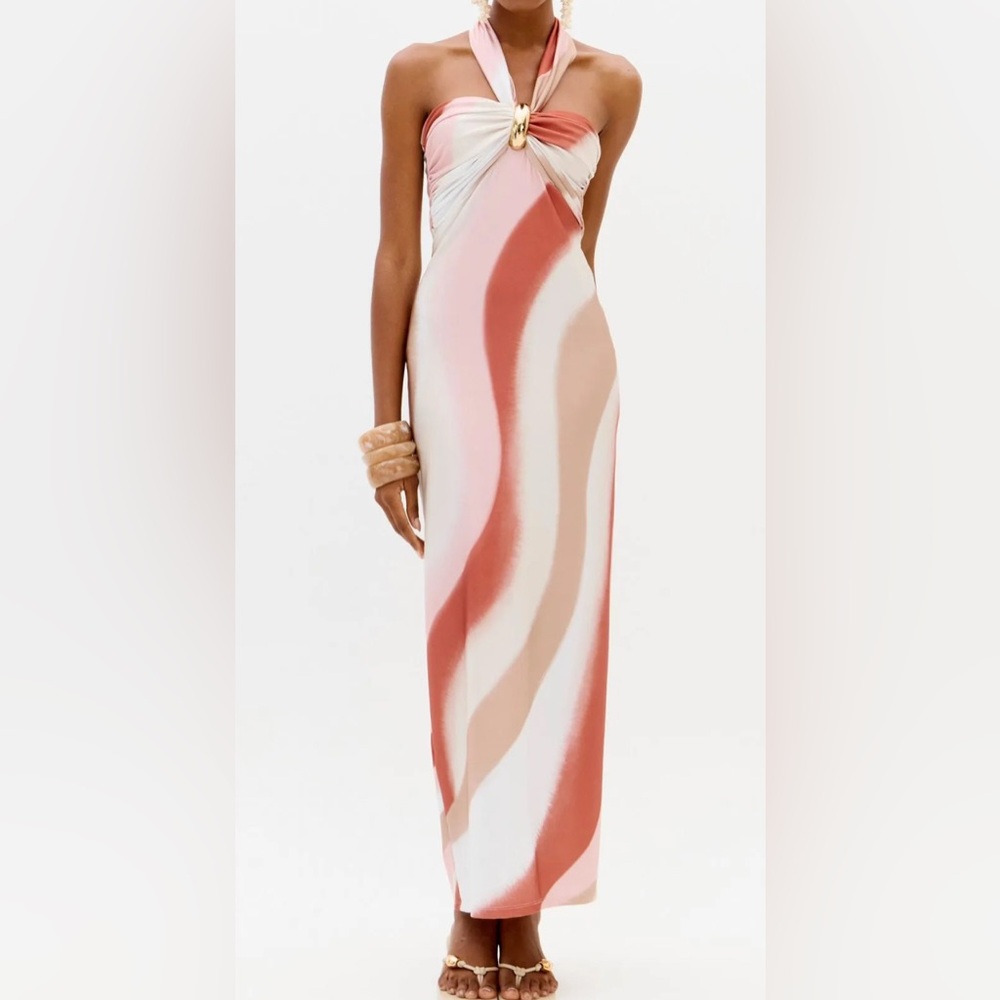 VESTIDO SUPER MIDI ESTAMPADO FRENTE ÚNICA